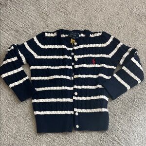 Polo by Ralph Lauren Navy and White Striped Kids Cardigan